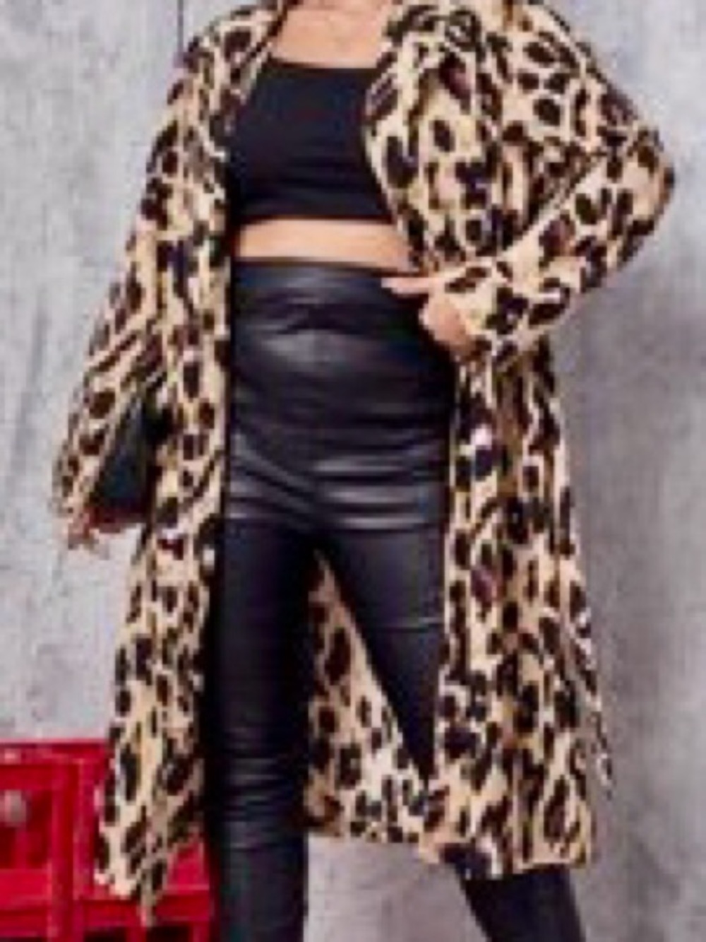 SHEIN Leopard Print Trench Coat in Tan and Black